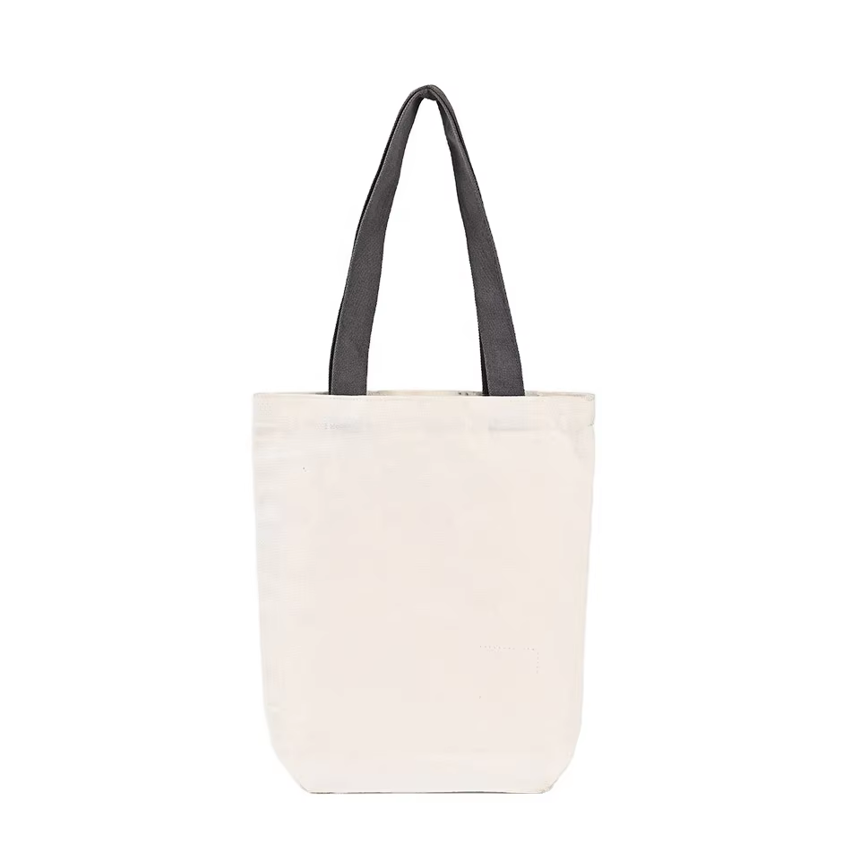 Custom Reusable Canvas Tote Bag with Long Handle Zipper Carry Shoulder Shopping Bag with Inner Pocket Printed Design