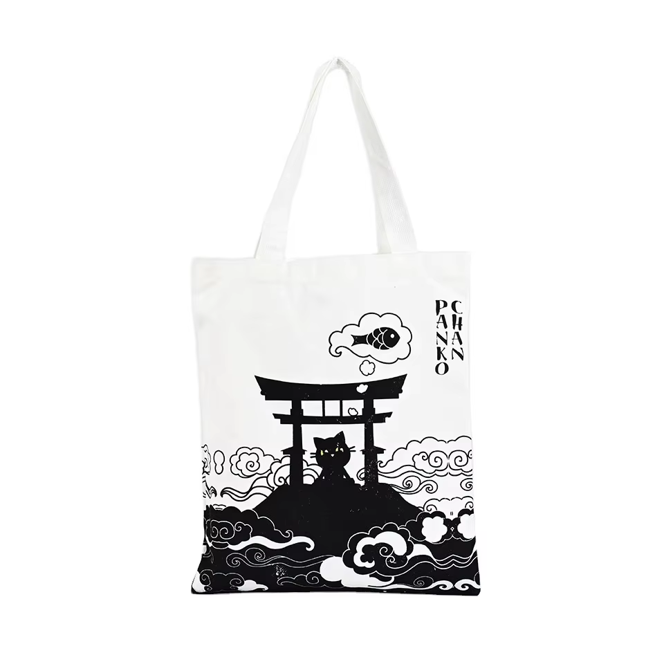 Customizable Organic Recyclable Cotton Canvas Tote Bag with Long Handle for Gifts and Shopping Eco-Friendly Shoulder Bag