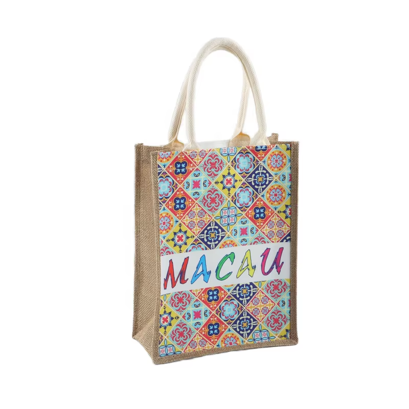 Medium Capacity PVC Jute Handbag with Linen Customizable Single Shoulder Shopping Bag for Export for Gift Advertising