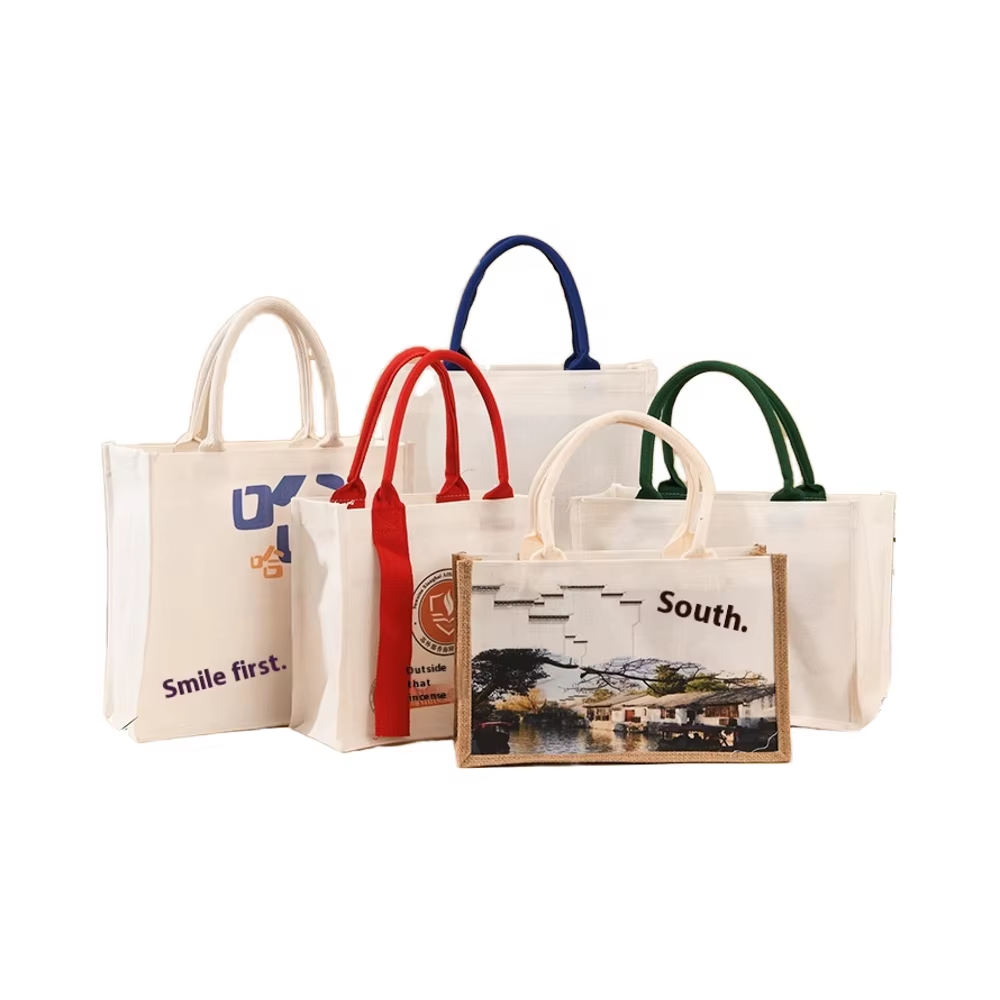 Wholesale Unprinted Jute Handbag Shopping Bag Hand-Painted DIY Blank Linen Bag in Stock