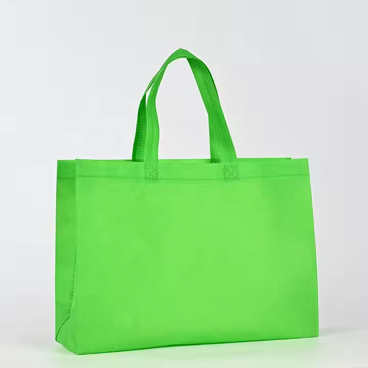 Custom Printed Logo Eco-Friendly Reusable Grocery Tote Bags Low MOQ Non-Woven Bag with Long Handle Dot Pattern Design