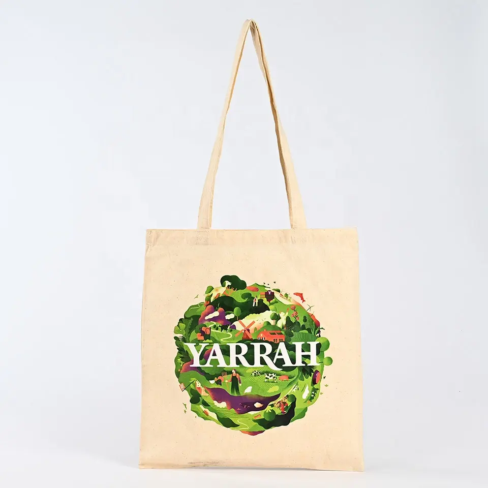 Custom printed striped cotton canvas tote bag, environmentally friendly and reusable beach tote bag