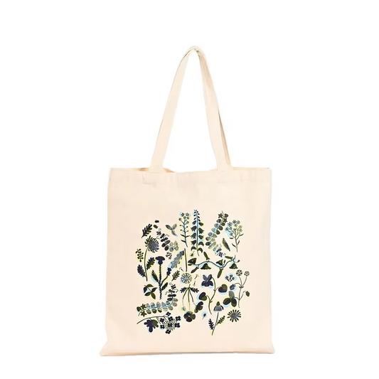 Customisable Beige Leaves of Leaf  Large Cotton Canvas Tote Bag for Women Long Handle for Beach Letter Daily Promotion