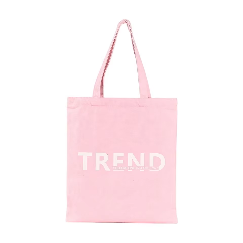 Eco-Friendly Cotton Tote Bag Long Custom Logo Printed Recycled Canvas Geometric Fashionable Natural Handbag for Carrying