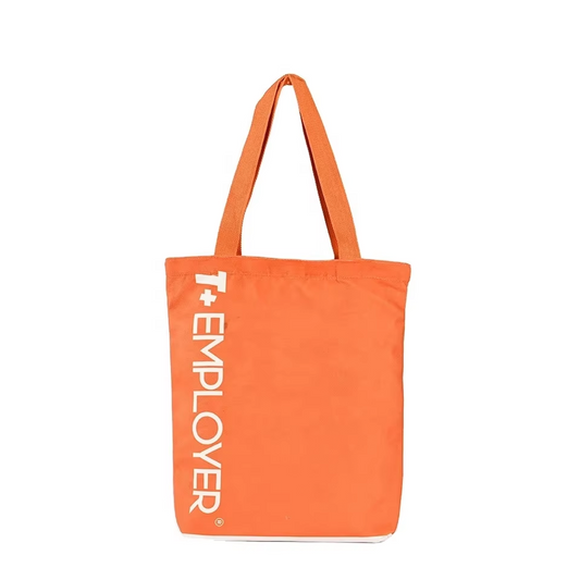 OEM Custom Printed Logo DIY Tote Canvas Shopping Bag for Women with Long Handle  Orange Plain Canvas Bag for Shoulder Use