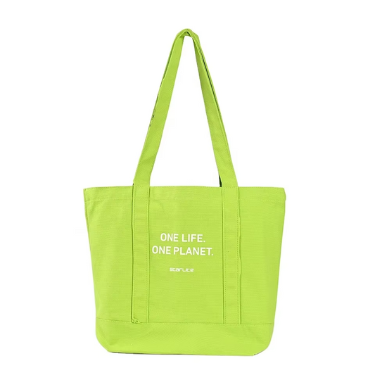 Custom Organic Cotton Tote Canvas Bag with Long Handle Printed Dot Pattern Plain Cotton Shopping Bag
