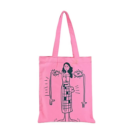 High Quality Custom Logo Canvas Tote Bag with Long Handle Dot Pattern Cotton Tote Shopper Bag Promotional and Cheap
