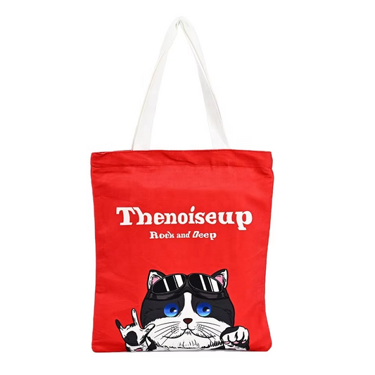 Customisable Fashion Recyclable Shopping Canvas Tote Bag Spliced Cotton Long Handle Zipper Pocket Custom Printed Letter Pattern