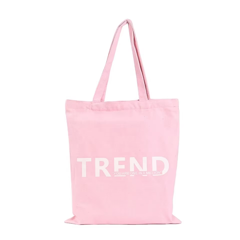 Wholesale Customised Eco-Friendly Natural Cotton Canvas Tote Bag Long Handle Recycled Factory Blank for Women's Shopping Travel