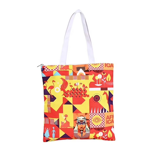Custom Large Fashion Cross Body Cotton Tote Canvas Bag with Long Handle and Pocket Letter Pattern Designer Messenger Bag