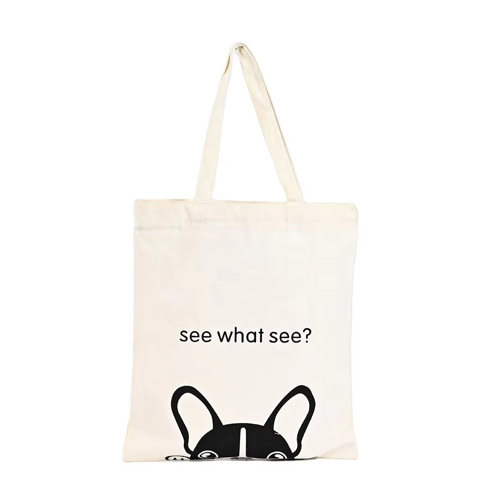 Customized Large Capacity Tote Canvas Bag for Women Pattern Long Handle for College Students Work Going Book Pocket Bag