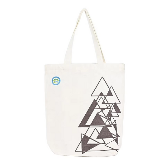 Women's Custom Printed Striped Cotton Canvas Tote Bag with Long Handle and Pocket Natural Color Shopping Tote Bag
