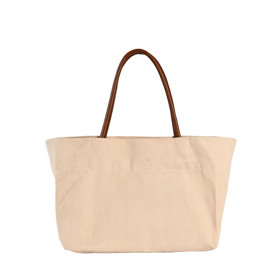 Customised Personalised Cotton Tote Shopping Bag with Logo Long Handle Blank Canvas Tote Bag with Pockets