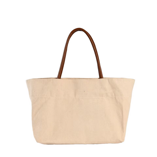 Customised Personalised Cotton Tote Shopping Bag with Logo Long Handle Blank Canvas Tote Bag with Pockets