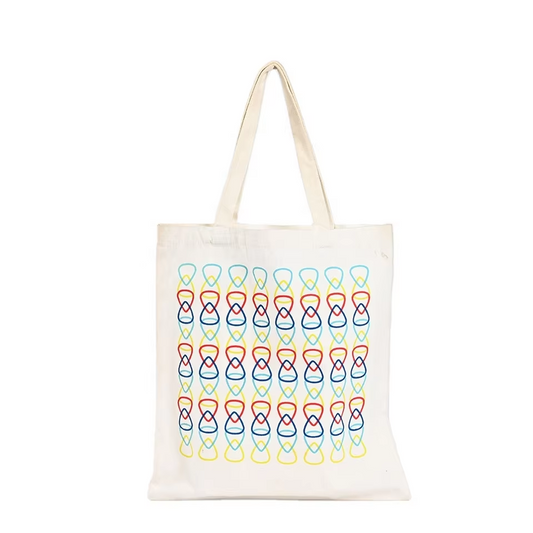Wholesale Custom Printed Cotton Grocery Tote Bag Reusable Canvas Shopping Bag with Long Handle Cartoon Pattern Promotional Logo
