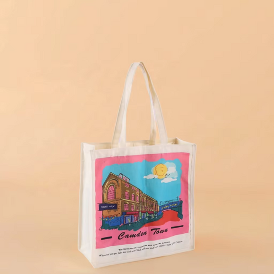 Single Shoulder Portable Cotton Canvas Bag for DIY Shopping Heat Transfer Printed Logo Customisable Letter PP for Foreign Trade