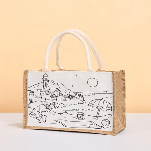 Custom-Made DIY Linen Handbag Retro Jute Bag with Unprinted Same Style Custom Size Tote Bag
