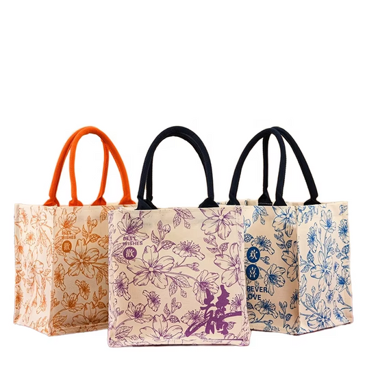 Customized Medium Linen Bags Eco-Friendly Logo-Printable Shopping Natural Jute Cotton Handbags Outing Canvas-Environmentally