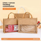 Large Capacity Customized Windowed Jute Bag with Transparent Film Splicing and Rope Handle Fashion Ins Satchel Jute Bag Stock