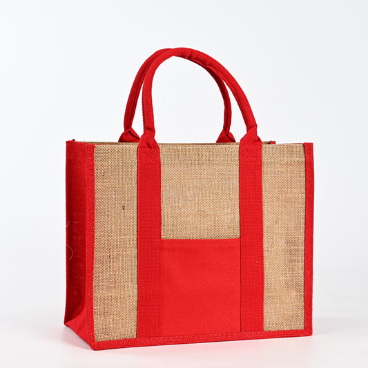Eco-Friendly Reusable Linen Jute Tote Bag with Long Handle Custom Logo Advertising Burlap Laminated Jute Shopping Bag