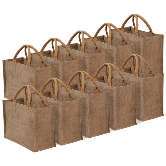 Wholesale High Quality Beach Jute Burlap Custom Tote Bag with Leather Handle Cartoon Pattern Jute Tote Bags