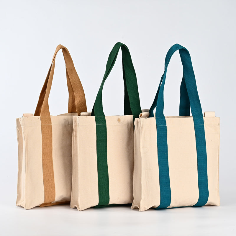 Wholesale High Quality Canvas Tote Bags Women Men's Reusable Cotton Grocery Shopping Bag Shoulder Folding Geometric Giving Gift