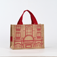 Custom Printed Eco-Reusable Leopard Pattern Canvas Burlap Handbag Long Handle Jute Tote Bag Wholesale for Shopping