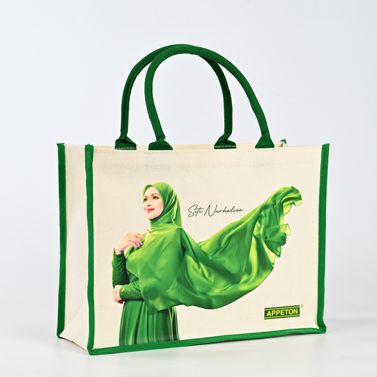 Custom Logo Printed Eco-Friendly Organic Calico Cotton Canvas Tote Bag Recycled Reusable Grocery Shopping Bag with Long Handle
