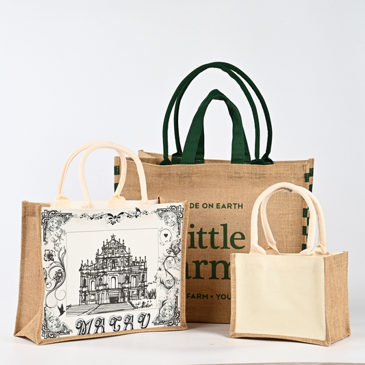 Custom Jute Burlap Beach Tote Bag with Double Long Leather Handles English Letter Canvas Jute Material for Shopping