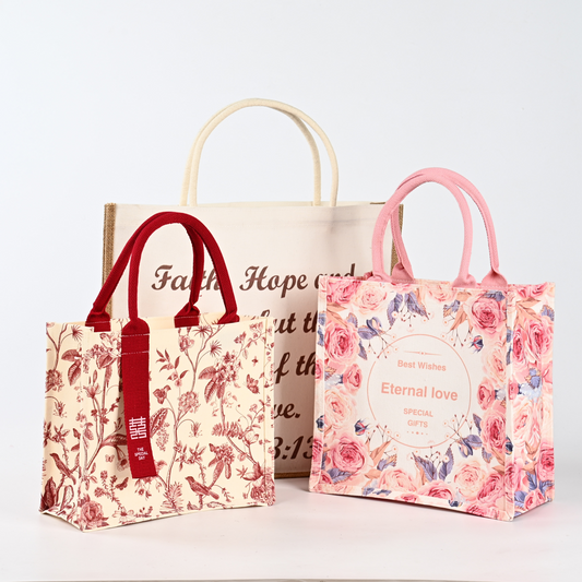 Customizable Eco-Friendly Cotton Canvas Tote Shoulder Bag Recyclable with Long Handle Leopard Pattern Featuring Customized Logo