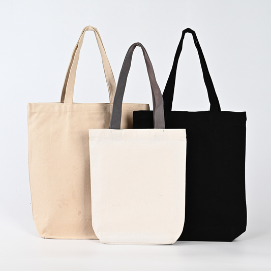 Custom Large Canvas Tote Bag with Long Handle Recycled Printed Logo Own Design Featuring Zipper Pocket for Convenient Shopping