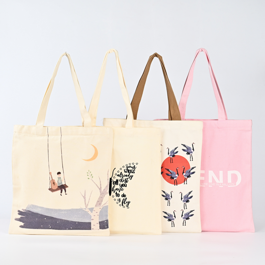 Cotton Canvas Tote Bag with Leopard Pattern Long Handle Custom Design Logo-for Carry Shopping Cotton Tote Bag