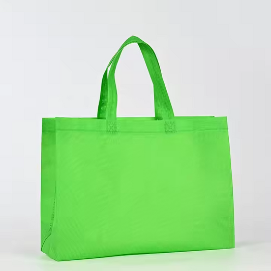 Custom Printed Logo Eco-Friendly Reusable Grocery Tote Bags Low MOQ Non-Woven Bag with Long Handle Dot Pattern Design