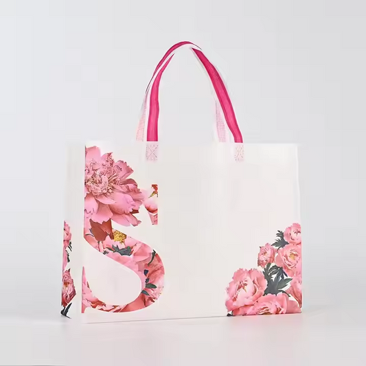 Custom Logo Reusable Eco-Friendly Non Woven Shopping Bag with Long Handle Striped Pattern Fabric