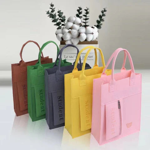 Fashion Plain Felt tote bags with a small bag