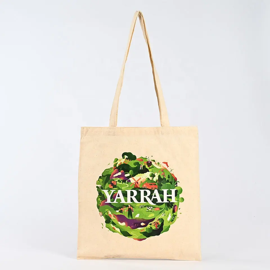 Custom printed striped cotton canvas tote bag, environmentally friendly and reusable beach tote bag