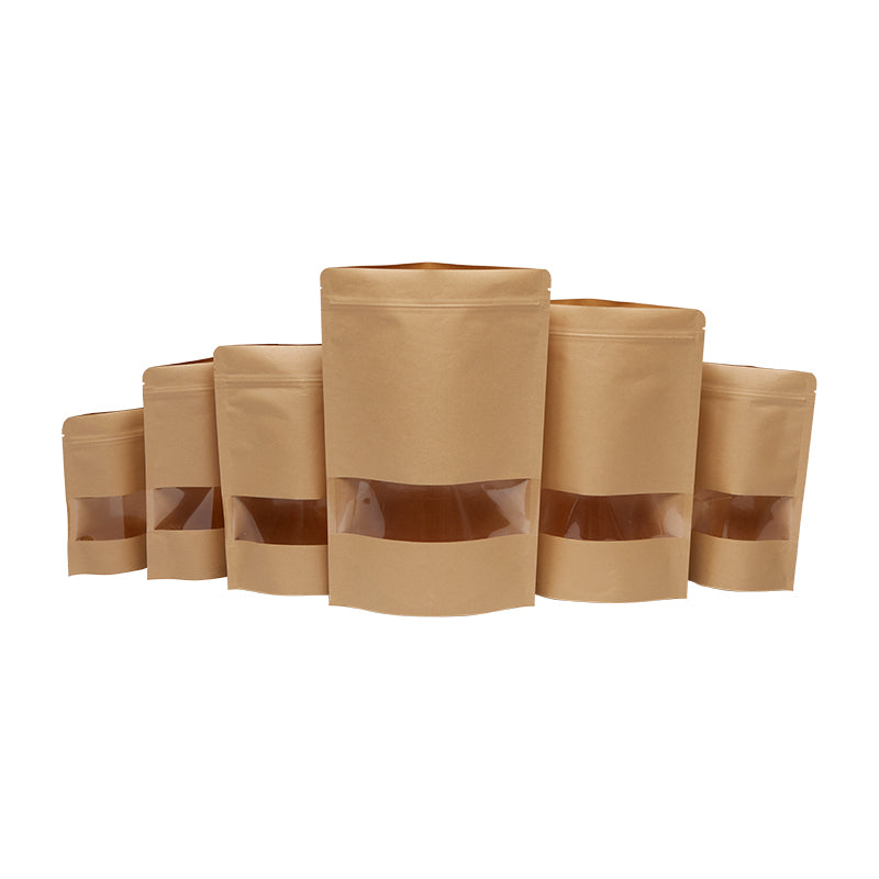 In Stock Factory Supply White Kraft Paper Stand Up Pouch Bags For Grocery