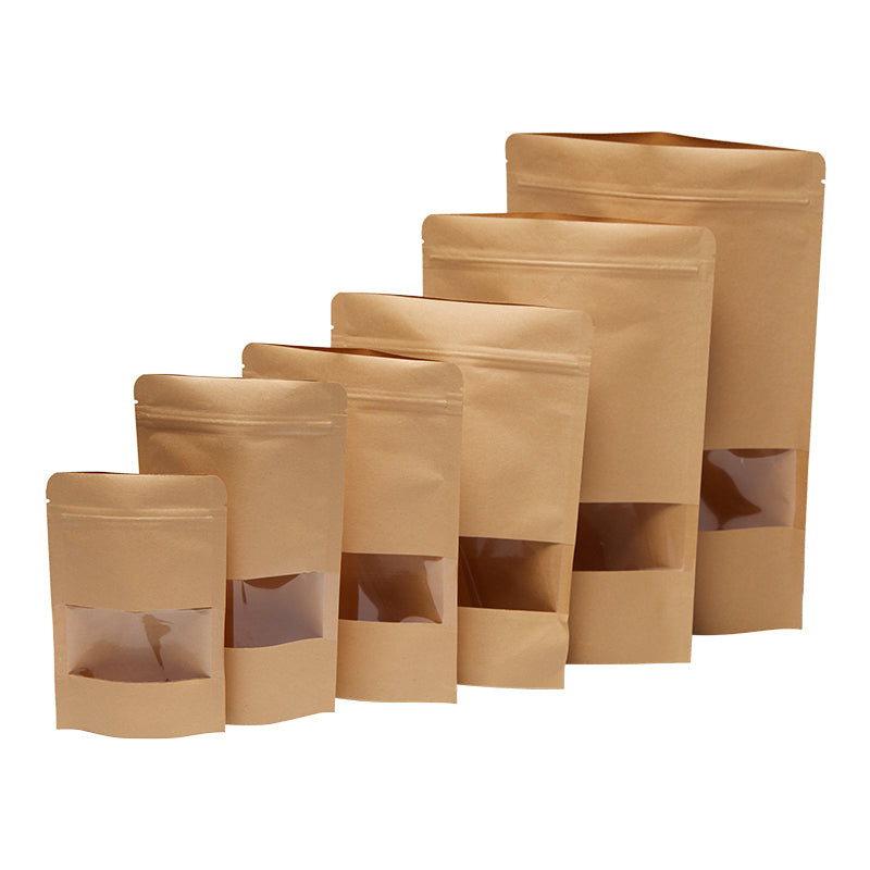 In Stock Factory Supply White Kraft Paper Stand Up Pouch Bags For Grocery