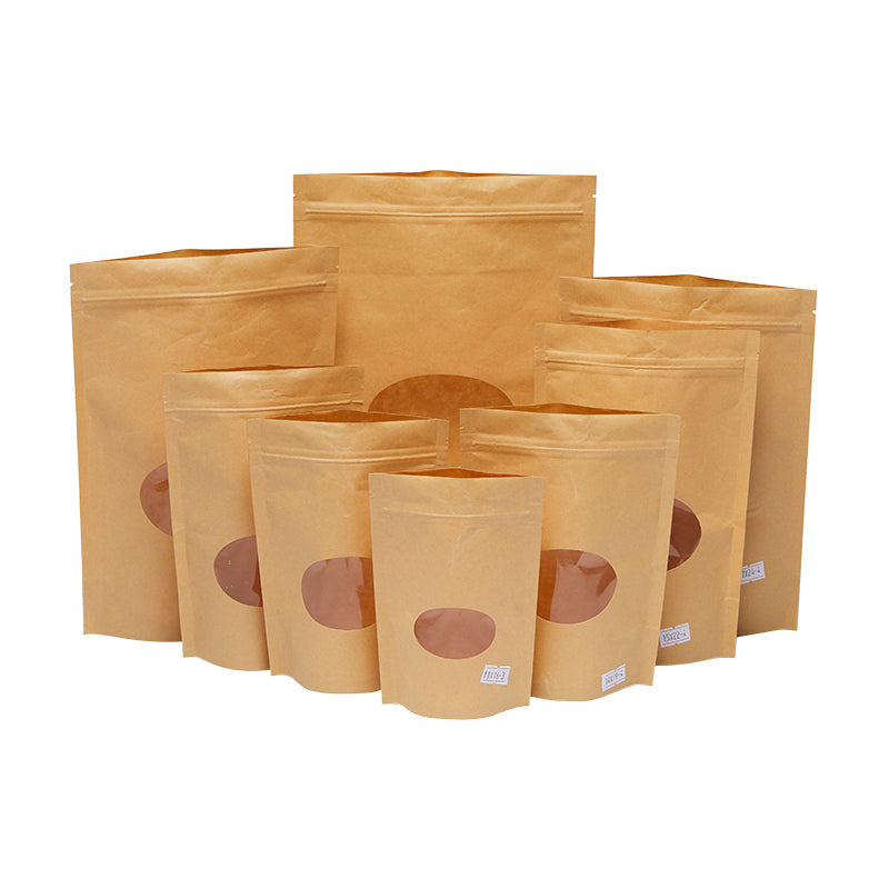 In Stock Factory Supply White Kraft Paper Stand Up Pouch Bags For Grocery