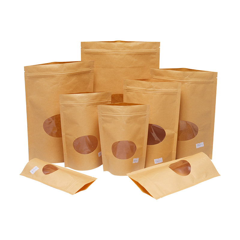 In Stock Factory Supply White Kraft Paper Stand Up Pouch Bags For Grocery