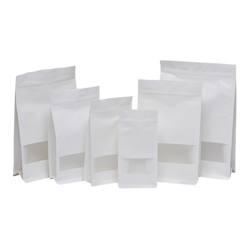 In Stock Factory Supply White Kraft Paper Stand Up Pouch Bags For Grocery