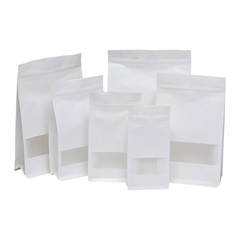 In Stock Factory Supply White Kraft Paper Stand Up Pouch Bags For Grocery