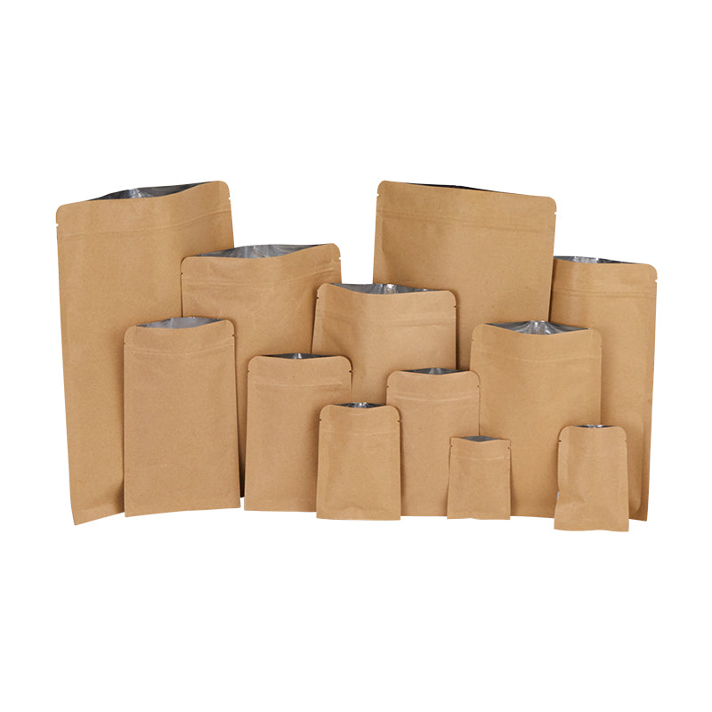 In Stock Factory Supply White Kraft Paper Stand Up Pouch Bags For Grocery